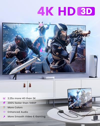 HDMI Splitter Adapter Cable 4K, HDMI Splitter 1 in 2 Out One Male to Dual Female Support Different Size TV Mirror Input Screen at The Same Time, 1 to 2 Way HDMI Splitter for HDMI HD, LED, LCD, TV, 3D