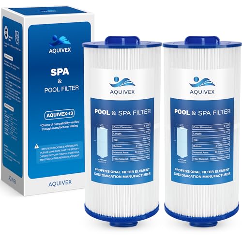 AQUIVEX 6000-383A Hot Tub Spa Filter, Compatible with Jacuzzi J-300 (2002+), J-400 (2012+), J-500 (2015+), J-LX (11-21,2023+) Collection Spas, Pleatco PJW60TL-F2S, Unicel 6CH-960, 2 Pack