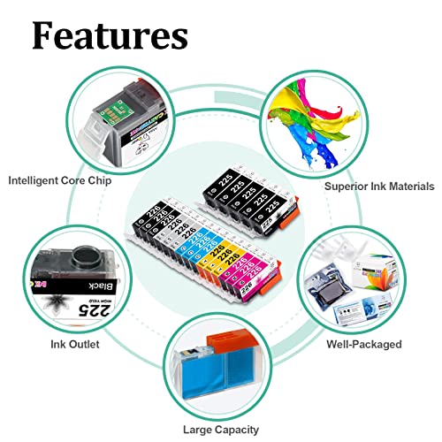 Miss Deer Compatible Pgi-225 Cli-226 Ink Cartridges Replacement For Canon Pgi225 Cli226 For Pixma Ip4920 Ix6520 Mg5120 Mg6120 Mg8120 Mx892 Mg8120B Mg5220 Printer 20 Combo Pack (3 Sets + 2 Pgi-Black) #TOP1