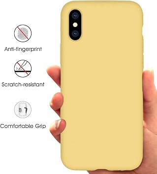 Compatible with iPhone Xs Max Case 6.5, Drop Protection Liquid Silicone Gel Rubber Full Body with Soft Microfiber Shockproof Case for iPhone Xs Max (Yellow, iPhone Xs Max 6.5)