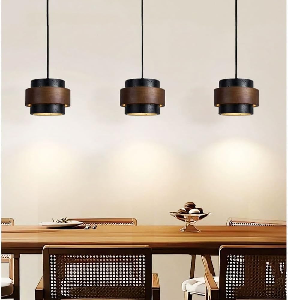 AroimRex Nordic Pendant Light Wabi-Sabi Lamp Yellow Travertine Stone Hanging Light Fixture for Dining Room Kitchen Island Bedroom Bedside Bar Compatible with E27 Bulb Base Ceiling Light
