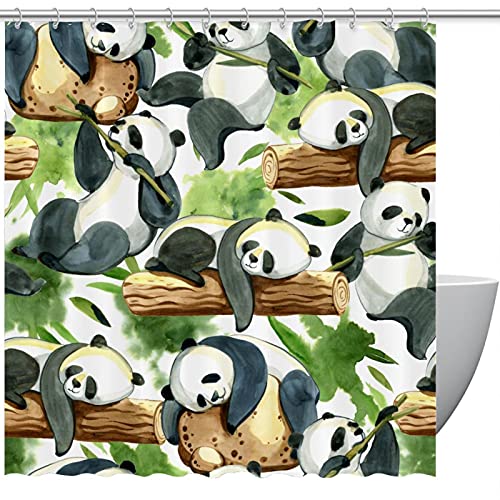 Rideau de douche Panda Vert de qualité supérieure avec œillets et crochets