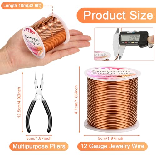 Image of Premium 12 Gauge Copper Wire - 32.8ft Bendable Metal Craft Wire with 4-in-1 Pliers for Jewelry Making, Floral Design, Doll Making, and DIY Crafts Easy Wire Cutting, Shaping, and Wrapping