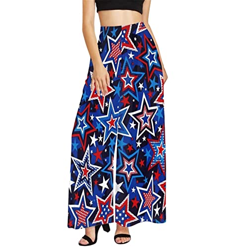 Pantalon Palazzo grande taille pour femmes Binienty Blue Star XXXXXL