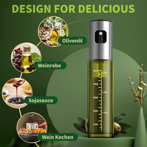 BETA NOBLE BETA NOBLE〖Verstärkte〗Ölsprüher zum Kochen, Öl Sprühflasche, Ölspray zum Kochen, Olivenölsprüher für Salat, Grillen, Backen in der Küche (2Stück-Grüner) - Produktansicht 3 | Tages Deals