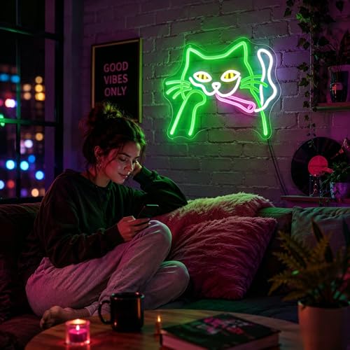 Image of Cat Neon Sign Led Sign Neon Signs for Wall Decor Neon Lights