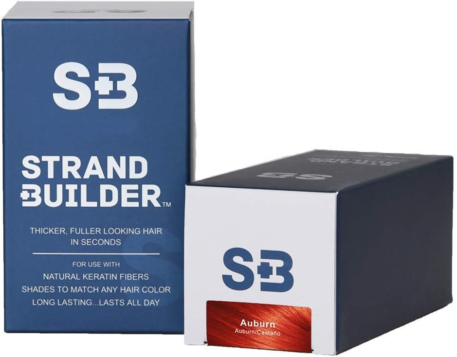 Strand Builder Hair Fibers for Thinning Hair and Hair Loss, Natural Keratin Hair Building Fibers, Undetectable Hair Thickener for Men or Women, 30g/1.06oz (Auburn)