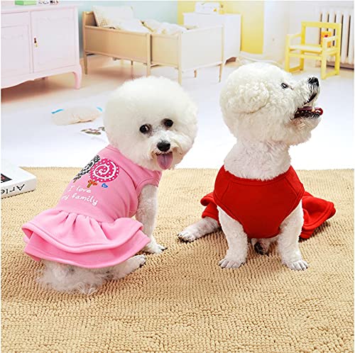 KUTKUT cotton Lollypop Print Frock for Cat & Small Dog, Cute Sleeveless Princess Dog Cat Apparel for Shihtzu, Pomeranian, Maltese etc. (Size: L, Chest: 40cm, Back Length: 32cm), 1 Count 1