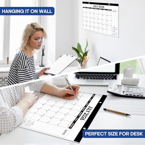 Image of 12 Pack of Desk Calendar 2026-2027, 18-Month Calendar Runs from July 2026 to December 2027, Large 17 inch x 12 inch Monthly Desktop & Wall Calendar for Home & Office - Black