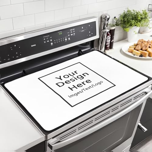 Image of Personalized Stove Top Cover for Electric Stove, Induction Silicone Cooktop Mat, Customized Electric Stove Top Protector Mat Design Your Own Cover Gifts for Home Decor