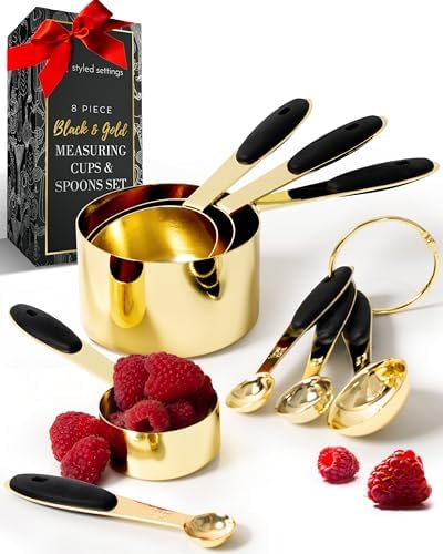 Black and Gold Measuring Cups and Spoons Set
