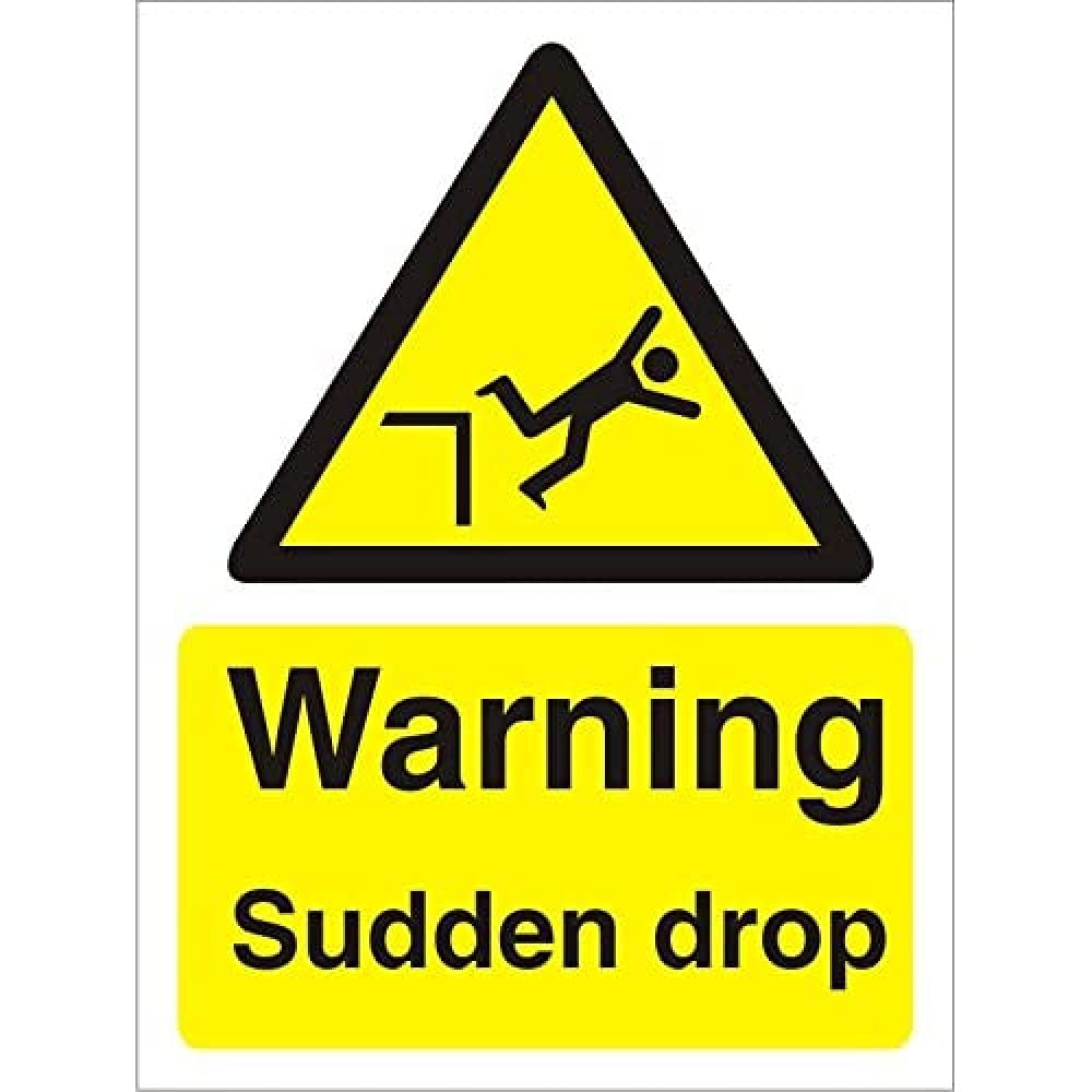 Seco Warning Sudden Drop Sign, 300mm x 400mm - Self Adhesive Vinyl