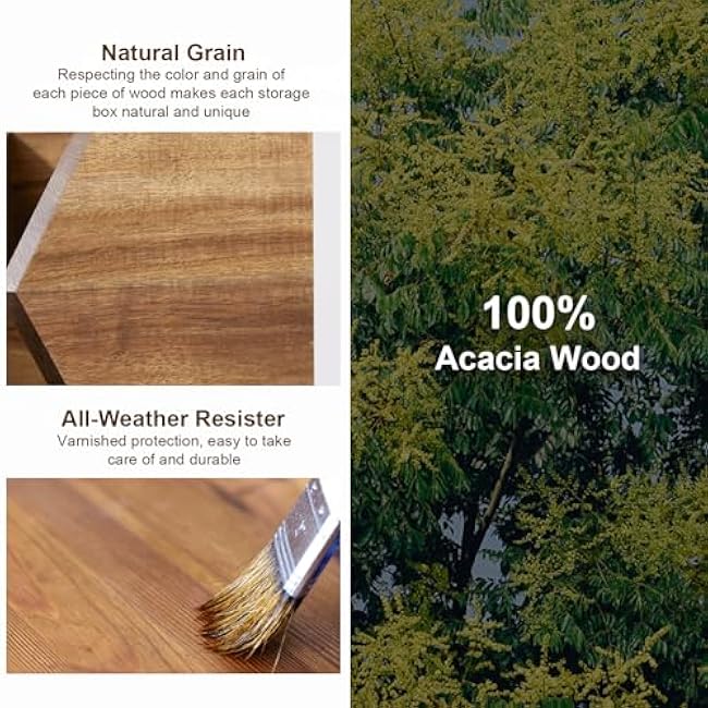 Acacia Wood Pantry Storage Bins, Stackable Storage Baskets Potato and Onion Storage Bins, Pantry Organizer Wooden Baskets Organization and Storage, Set 3 Pieces