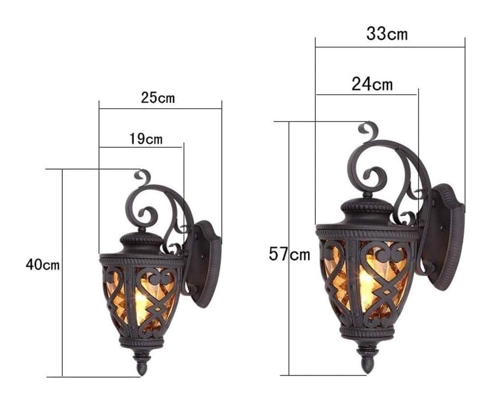 Zewnętrzna lampa ścienna z bursztynowym szkłem z nasion, wodoodporny kinkiet wiejski do ogrodu, werandy, patio, garażu - rustykalny design do oświetlenia zewnętrznego