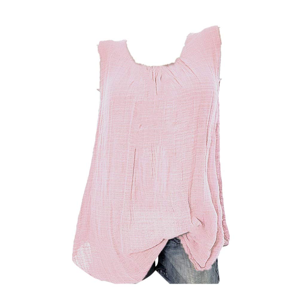 Tank Tops for Women Loose Fit Cotton Linen Sleeveless Scoop Neck Baggy T-Shirt Vest Blouse Tank Tops Plus Size