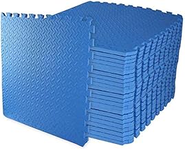ComFy Mat Gym Flooring Mat, Foam Exercise Mats, Interlocking Puzzle EVA Floor Tiles, Non slip Rubber Cushion For Home Workout, Bonus Adhesives,24"X24"(60x60cm) Blue 44 TILES (176 Square Feet)