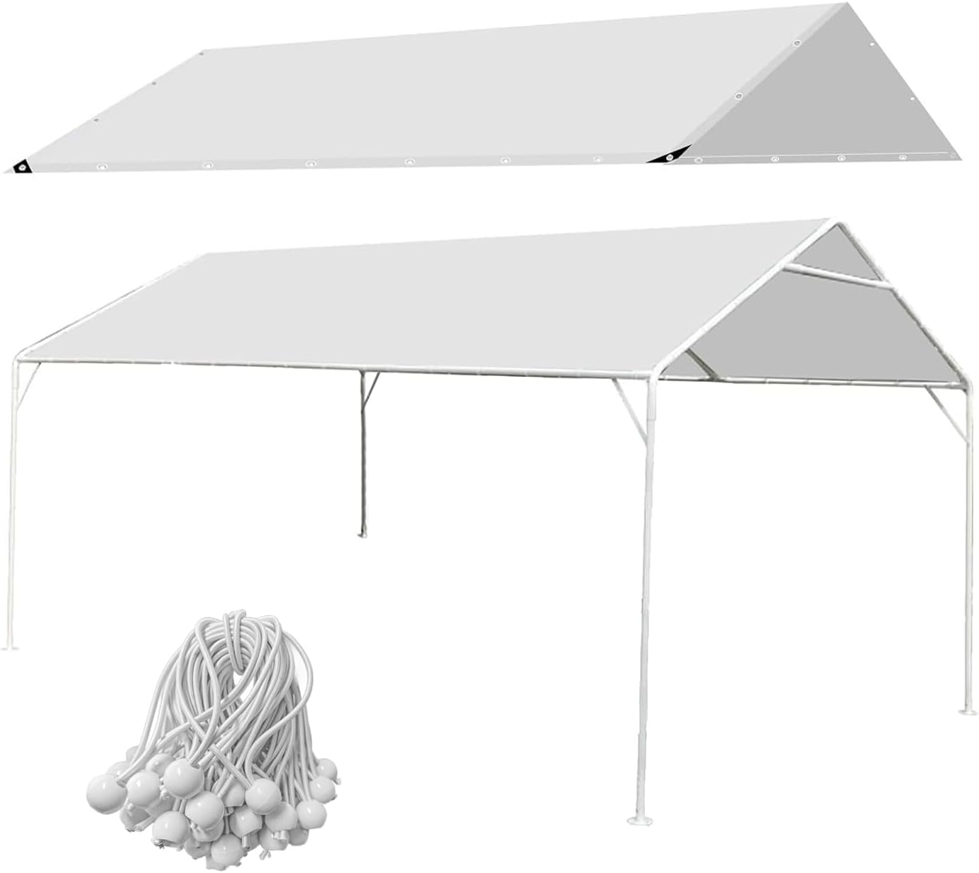 13'x25' Carport Replacement Canopy Cover - Waterproof 220G PE Fabric, UV & Wind Resistant (Cover Only, No Frame)