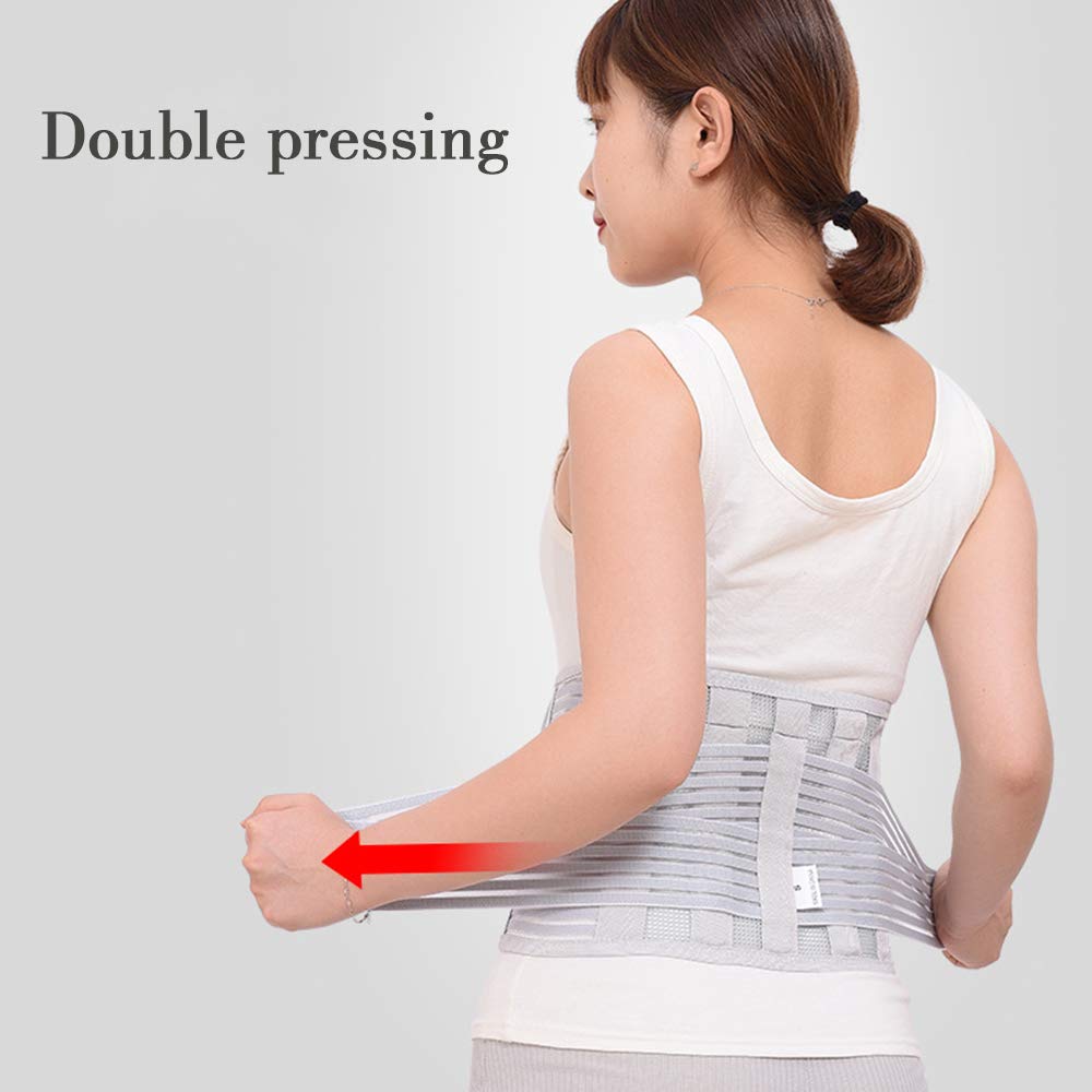 Faja Lumbar para Hombres Mujeres, Cinturón de Apoyo Lumbar con Correas de Compresión Ajustables para Alivio del Dolor en Parte Baja de Espalda,XL
