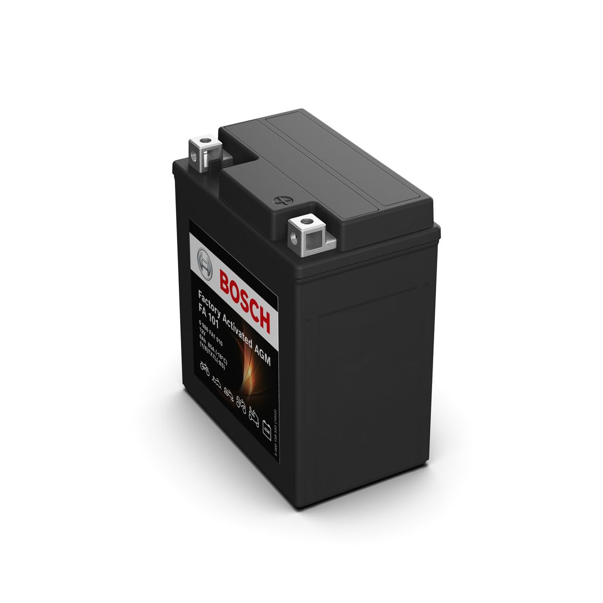 Bosch FA101 - Batería para Motocicletas AGM - 12V 85A 6Ah - Adecuada para motocicletas, motos de enduro, scooters, quads, motos de agua - Compatible M6006, BTX7L-BS, BTX7L