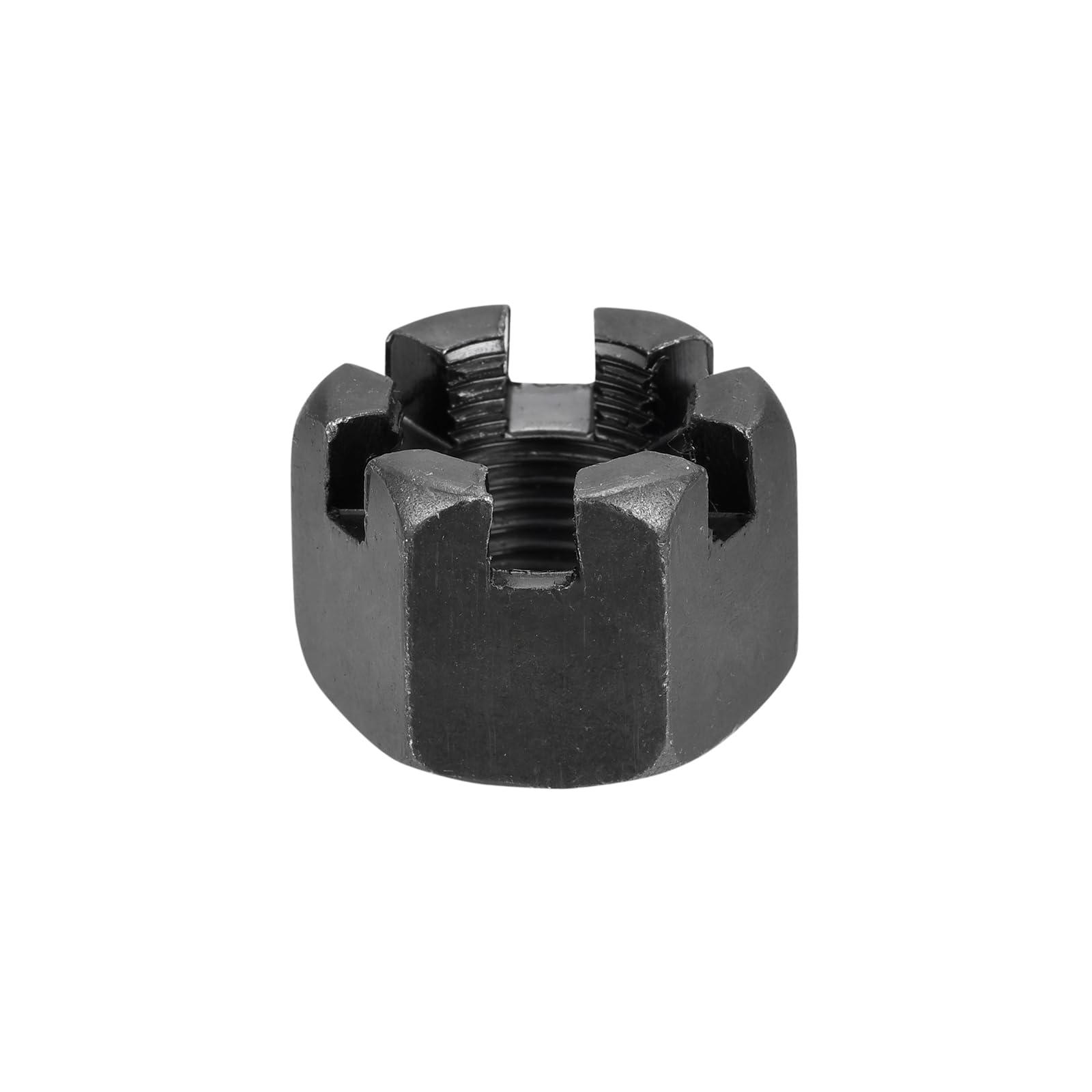 QUARKZMAN M18x1.5mm Tuerca Ranurada Hexagonal, Tuerca Hexagonal de Acero al Carbono Grado 4.8, Negra, 6 Piezas