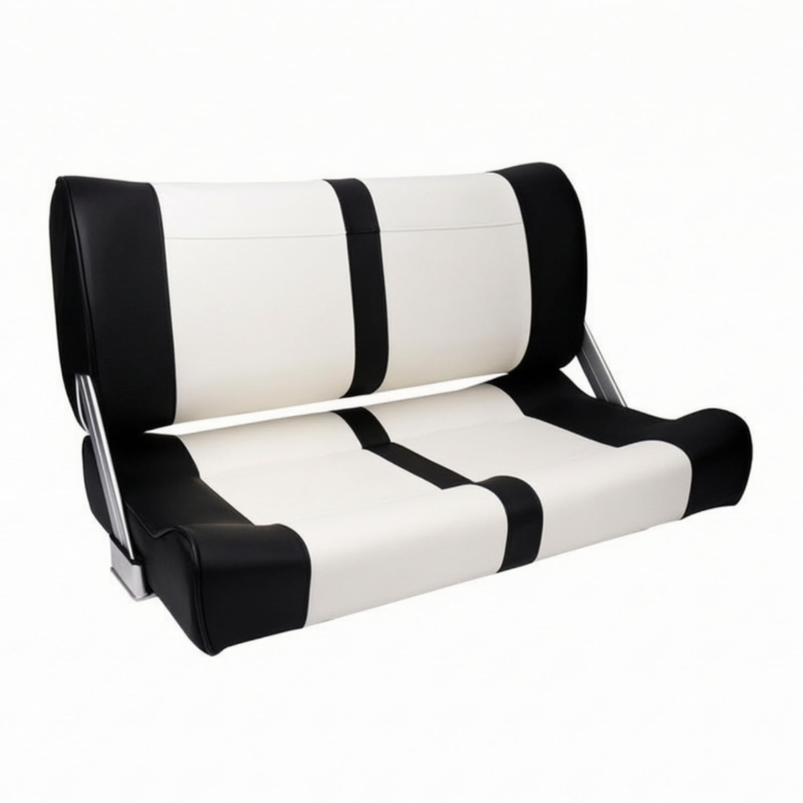 Sedile Passeggero Marino Sedia Barca Poltrona Timoniere Seduta Nautica in Pelle PU E Lega di Alluminio con Schienale Alto Ergonomico Laterali