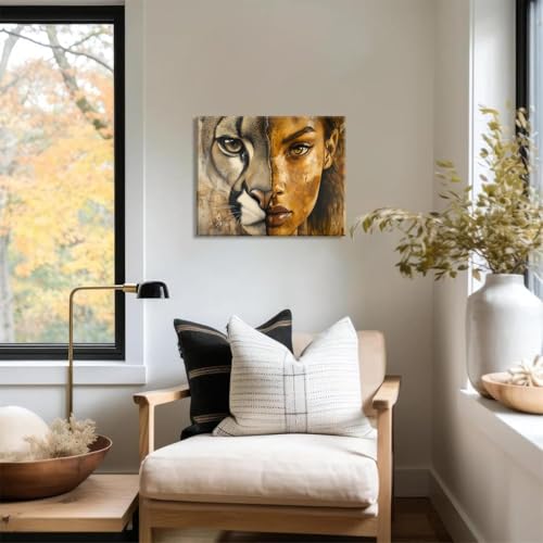 Piy Painting Wandbilder, Abstraktes Gemälde auf Leinwand, Tierische Wandkunst, Schöne Frau Kunstdruck Für Schlafzimmer Wohnzimmer Badezimmer Flur Cafe Yoga Studio, 30x40 cm