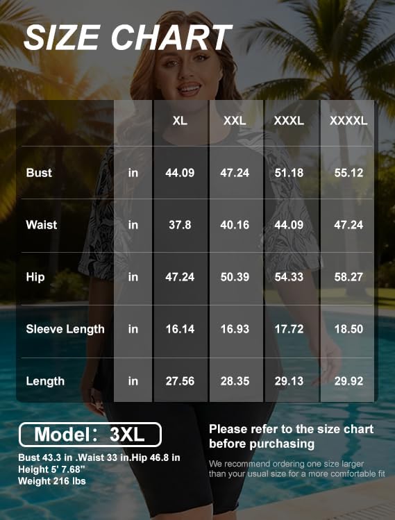 Women's Plus Size Rash Guard Swim Shirt UPF50+ Short Sleeve Sun Protection with Pockets | Tagless, Tummy Control & Mesh Vents