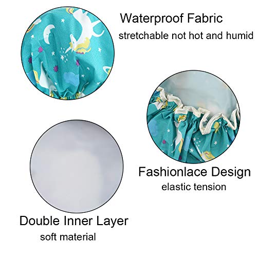 Shower Caps, 3 Pack Bath Cap For Women Waterproof & Adjustable Double Layered Shower Cap (Multi-Colored6) #TOP4