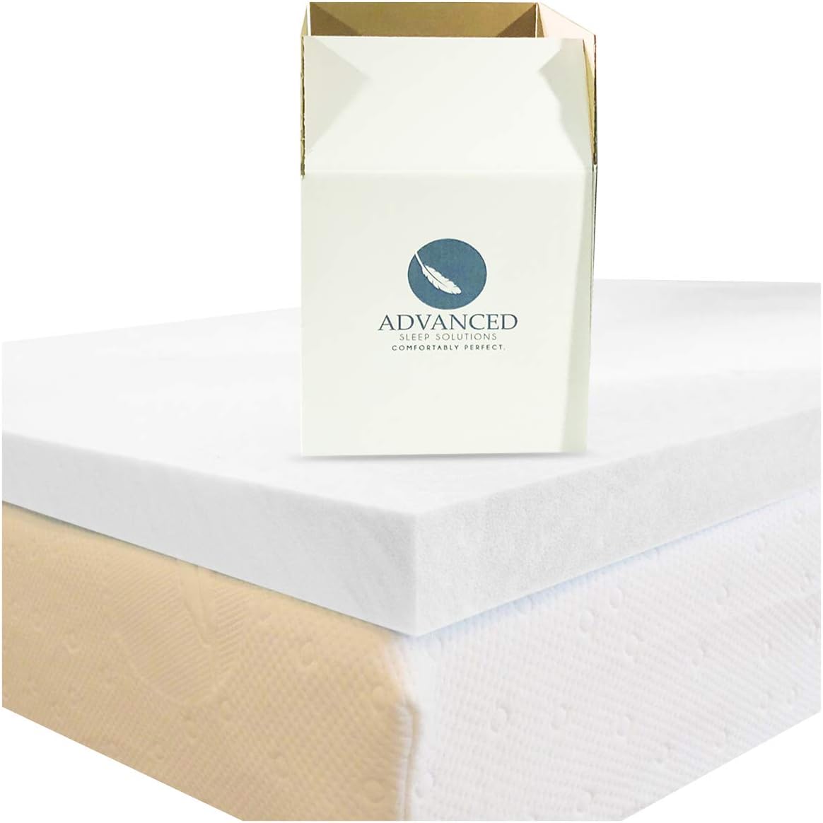 Advanced Sleep Solutions Queen Memory Foam Mattress Topper | Our 2 Inch Memory Foam Topper Queen Size is Made in the USA, Certipur-US Certified Mattress Toppers
