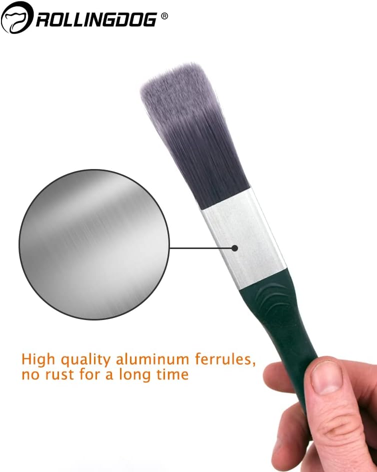 ROLLINGDOG 2pc Triangle Detail Paint Brush Set, Ideal for Precision Painting, Corner Painting, Leaving A Straight Edge.