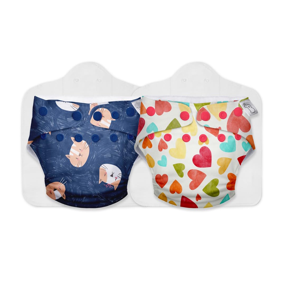 SuperBottoms Combo Pack of 4 (2 Shell + 2 Insert) Freesize UNO - Reusable waterproof Adjustable cloth diaper for babies from 5-17kgs with Dry feel Organic cotton Pad-Option 2-image-30