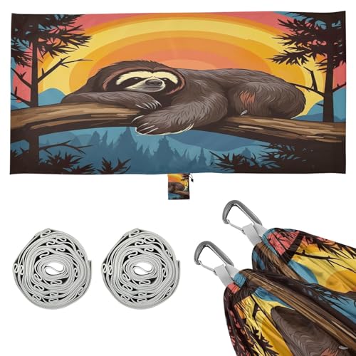 SDMKA Sleeping Sloth Camping Hammock, 330 lbs with 2 Tree Straps, Carry Bag, Single Portable Hammock for Outdoor/Indoor, Hiking, Beach, Backpacking, Travel