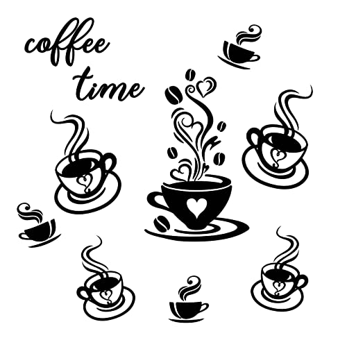 PLIGREAT 8 Stück Kaffeetasse Wandtattoo Küche Esszimmer Büro Kaffee...