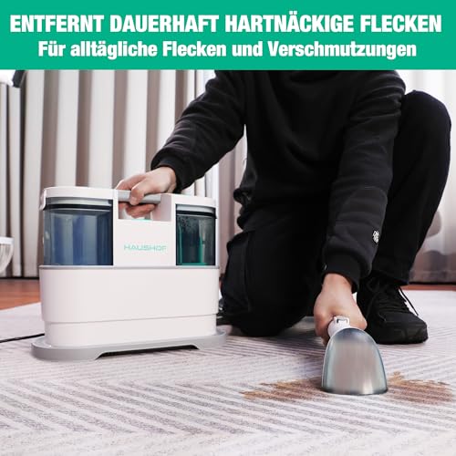 HAUSHOF StainZapper Pro Waschsauger Teppichreiniger, 450W 12kPa Polsterreiniger 1,5+0,8L mit Reinigungsmittel & Fugenbürste, Fleckenreiniger für Teppich, Sofa, Polster, Auto