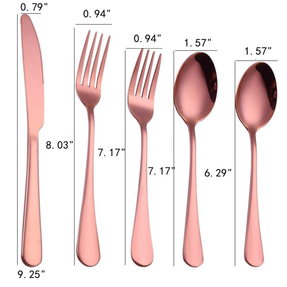 Geschirrset Tafelbesteck High-End-Geschirrset Besteck Schwarz Modernes Und Einfaches Geschirr Spiegel Poliertes Design Geeignet FüR Camping Party Familie Rose Gold,2 Persons