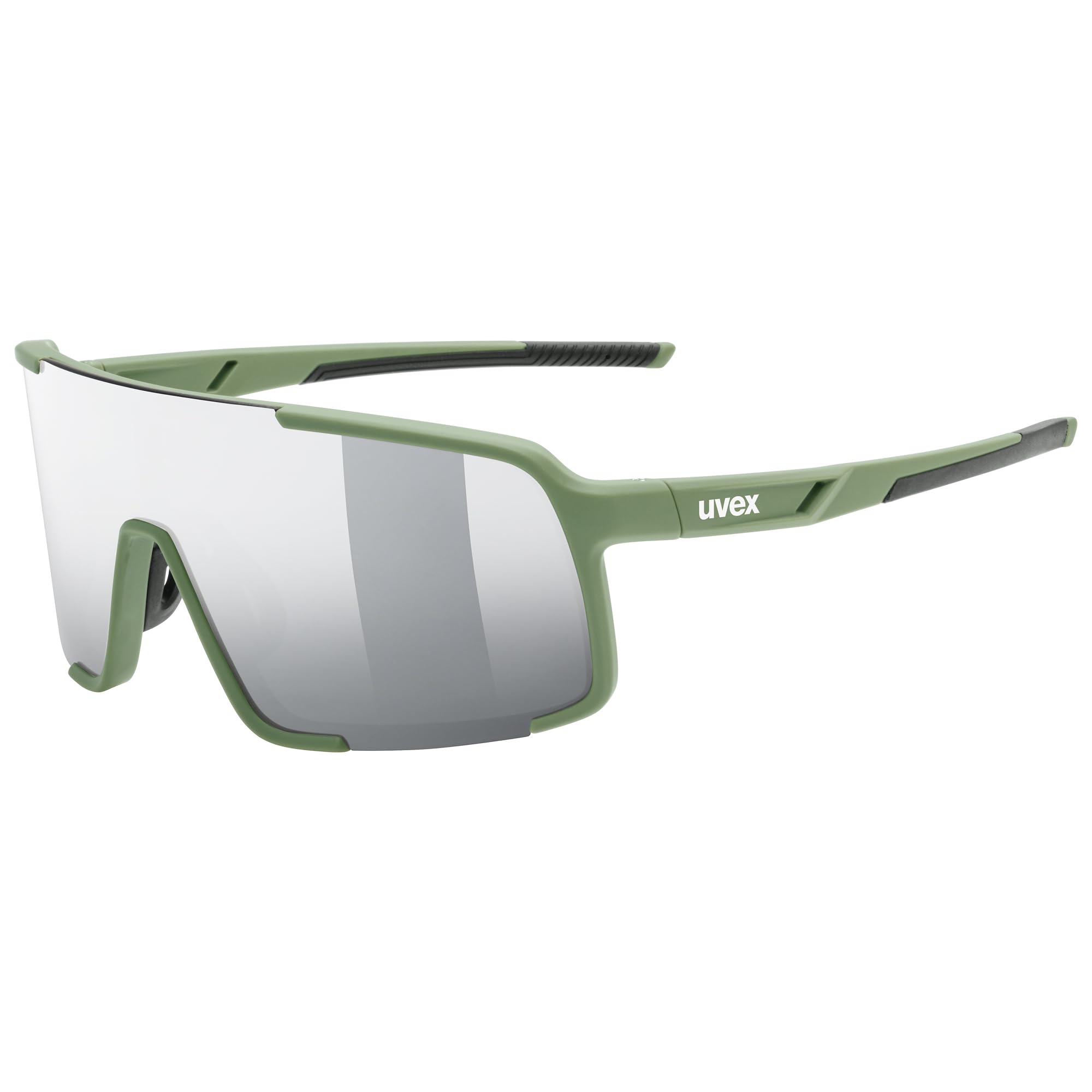 Uvex cellon Sunglasses for Men and Women - Lightweight Sports Glasses with Mirrored Lenses, Moss Green Matt / Mir.silver