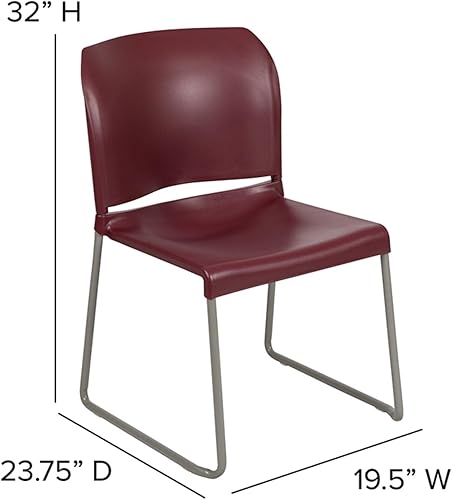 Miniatura 3 de Flash Furniture HERCULES Series - Silla apilable contorneada con respaldo completo, color amarillo, capacidad de 880 libras, con base de trineo