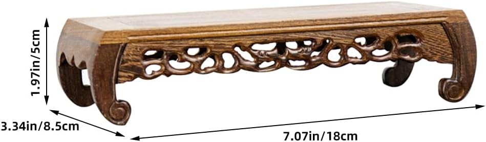 LOGOFUN Wood Display Stand Base Oriental Vase Table Decoration for Buddha Statue Bonsai Teapot Fishbowl Aquarium Supplies - 18x8.5x5cm Rectangular