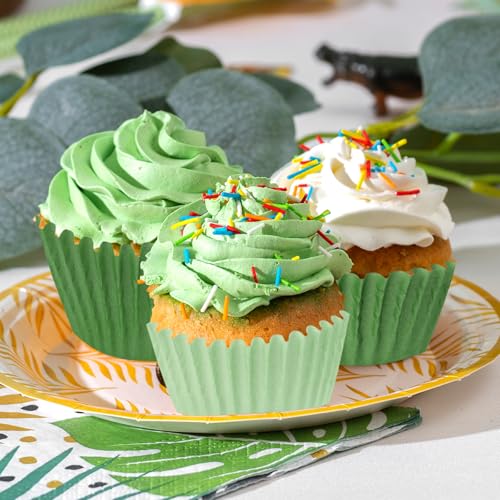Image of 600 Pack Sage Green Cupcake Liners Dark Green Light Green Baking Cups Gradient Green Muffin Liners for Cupcake Wrappers Wedding Bridal Baby Shower Birthday Party