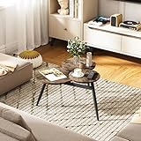 FurnitureR Pequeña Mesa de Café Redonda Mid Century Vintage Marco de Acero Mesa Auxiliar Mesa...