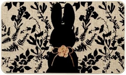 Artoid Mode Black Rabbit Bunny Leaves Easter Doormat, Home Decor ...