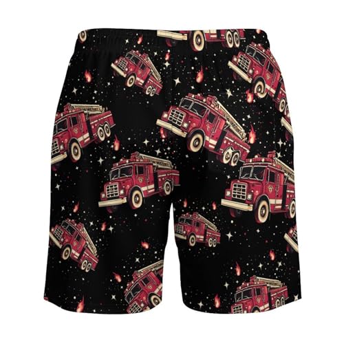 Fire Trucks Beach Shorts for Men Swim Trunks Quick Dry Swim Shorts with Compression Liner Pocket4