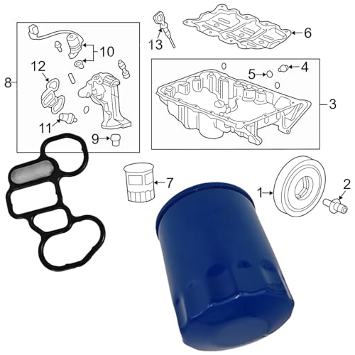 Oil Filter & Oil Pump Gasket & Solenoid Valve Gasket Fit for Honda Accord Odyssey Pilot Ridgeline CL MDX RL TL TSX ZDX, Replace 15400-PR3-004 15400PR3004, With Bolts