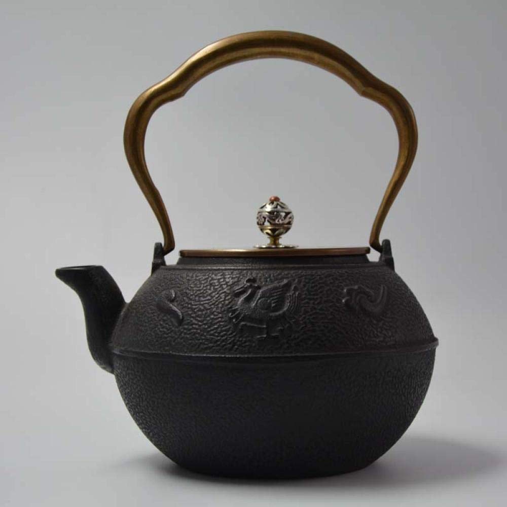 Couvre-Pot en Fer Rosefinch Le revêtement cuivre à cuivre de l'ancien Pot en Fer théière en Fer du sud thé Bouilli 1,2 l-Noir