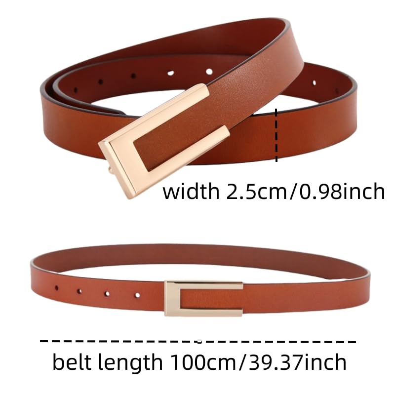 Genuine Leather Women's Belt, Skinny Waist Belt for Dresses, Jeans, and Pants with Gold Buckle4