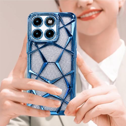 Image of VONZEE Gradient Glitter Case for Moto Edge 70 Fusion, Luxury Electroplated 3D Cube, Diamond Bling Shiny Soft TPU Clear Shockproof Women Girls Protective Phone Cover (Sierra)