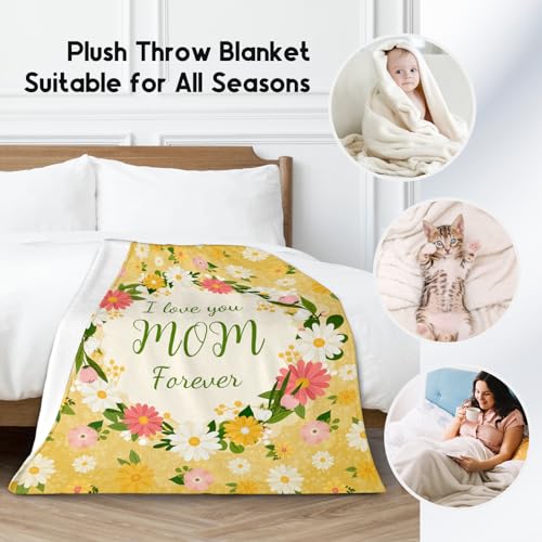 Gift of Blankets for Mather - 60x80 Inch Fleece Throw to Mom Gifts - Yellow Soft Fuzzy Blanket for Festivals Holidays
