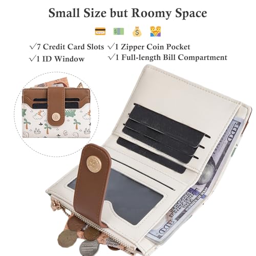 Small Wallet Women RFID Blocking Bifold Compact Credit Card Holder Cute Ladies Purse with Zipper Coin Pocket2