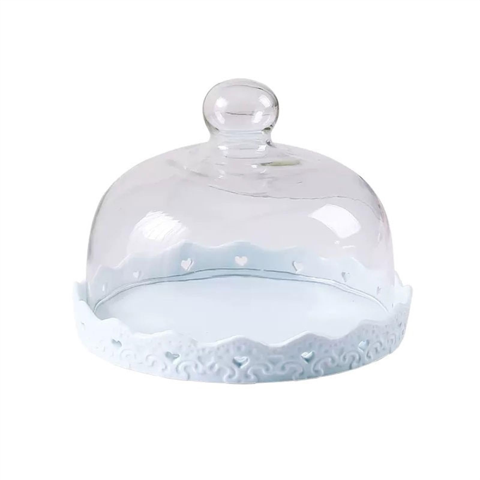 XYJIAOU2026 Cake Rack Simple and Fashionable Dim Sum Tray Bread Cake Display Shelf Fruit Snack Storage Transparent Glass Cover(Blue,Small)