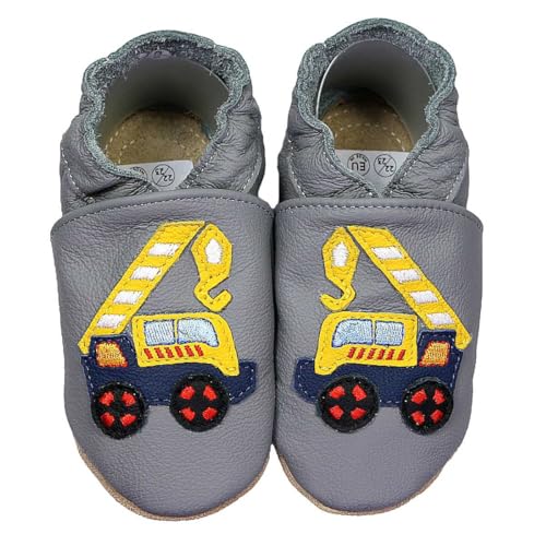 HOBEA-Germany Kitaschuhe Safestep, Kinderhausschuhe, Lederschuhe (Kranwagen...